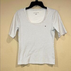 Tommy Hilfiger White Polka Dot Women's Top size Medium